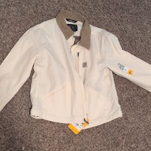 Carhartt Cream Jacket with Brown Collar